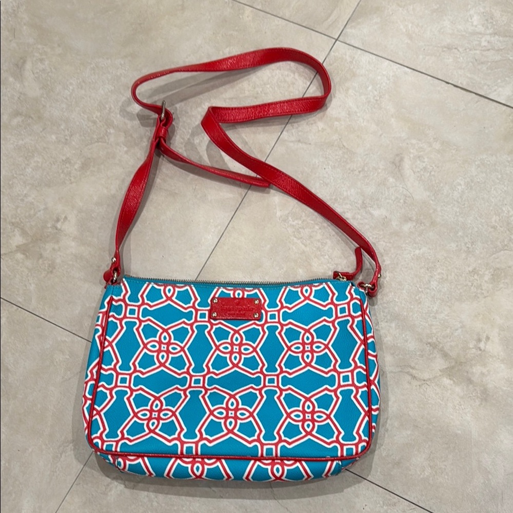 Kate Spade Red and Blue Patterned Shoulder Bag